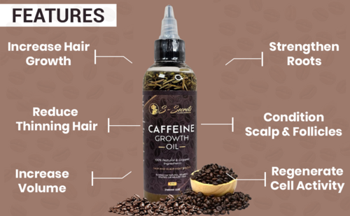 Caffeine Hair Growth Oil 4oz - Hair Growth Oil For Thinning, Balding