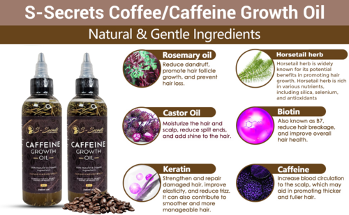 Caffeine Hair Growth Oil 4oz - Hair Growth Oil For Thinning, Balding
